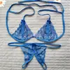 Um grande número de atacado sexy de renda transparente com abertura tentação três peças feminino sexy roupa íntima aberta no entrepernas traje uma geração de cabelo