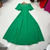 Vestido de Gala Casual de Longitud Media con Mangas Cortas y Cuello Redondo con Bordado Pesado Ajustado a la Cintura Estilo Niche Europeo y Americano Nanyou
