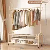 Cabide portátil e multifuncional para uso doméstico, varal simples para secar roupas em ambientes internos, cabide de chão para roupas e chapéus para quarto