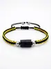 Moda sencilla piedra natural turmalina negra turmalina cuerda de mano tejida a mano ajustable joyería para hombres y mujeres venta al por mayor