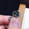 Ocho Corazones y Ocho Flechas Chapado PT950 Temperamento Simulación Diamante Mosan Azul y Verde Anillo Abierto Joyería Explosiones Mano Rápida Tono Agitado para Mujer