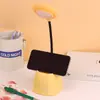 Porta-canetas luminária de mesa simples quarto mesa de cabeceira desktop luz noturna LED recarregável porta-canetas luminária de mesa estudante luz para leitura escrita