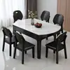 Mesa de comedor de pizarra para uso doméstico, moderna, sencilla y de lujo ligero, mesa de comedor para apartamentos pequeños, madera maciza, extensible y plegable, juego de mesa y silla redonda de doble uso
