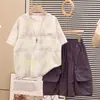 Conjunto de Verano Tie-Dye para Niños, Manga Corta, Estilo Coreano Holgado, Nuevo Modelo 2026, Atuendo de Verano Elegante para Niños Mayores, Top de Media Manga