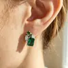 Jing Xu Aretes y Collar de Plata de Ley S925 con Piedra Preciosa Esmeralda Moda Simple Joyería de Gama Alta Set para el Día de la Madre