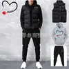 Comercio Exterior Transfronterizo Conjunto de Tres Piezas Sudadera Chaleco para Hombre y Mujer con Forro Polar y Estampado de Corazón Traje Deportivo con Capucha Casual