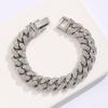 Moda Celebridade da Internet Europeia e Americana Edição Larga Pulseira Cubana Cravejada de Diamantes ins para Homens e Mulheres Personalidade Hip-hop Tendência Cool Acessórios de Pulseira para Casal