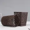 Caixa de Armazenamento de Mesa Plástico Trançado Anti-Rattan Tubo de Armazenamento Redondo para Escritório Suporte para Caneta Pequeno Criativo Simples Oco para Estudante