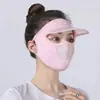 Máscara facial completa de verão para mulheres, lavável, unissex, máscara fina de seda gelada respirável de verão com aba para proteção solar