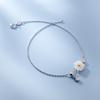 Amor Rocky Plata S925 Flor de Concha Margarita Tobillera Simple de Verano Ajustable Temperamento Joyería Coreana para Pie S4414