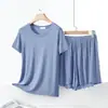 Conjunto de pijama de dos piezas, nuevo modelo 2025, conjunto de ropa para casa de manga corta y shorts de modal para mujer, delgado de verano, holgado y adelgazante