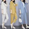Conjunto al por mayor transfronterizo, ropa para mujer talla grande, estilo coreano de primavera, corte holgado, adelgazante, profesional, a la moda, traje de dos piezas con cintura de corbata