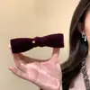 Presilha Banana de Veludo Retro com Laço Presilha de Cabelo de Luxo Leve Feminina 2025 Nova Outono e Inverno Presilha Vertical para Meio-Rabo Acessórios de Cabelo para Cabeça