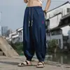 Pantalones Deportivos Sueltos Bordados de Seda Hielo Refrigerante Estilo Chino Casual Pantalones Harem Pantalones de Nueve Cuartos Verano para Hombre Estilo Delgado