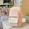 Mochila Nueva de Alta Capacidad Estilo Ins Ligera de Moda Bloqueo de Color Versátil para Chicas de Secundaria y Preparatoria