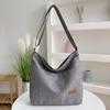Bolso de lona nuevo transfronterizo para mujer, bolso de hombro de gran capacidad de color sólido, bolso de mensajero con cremallera retro europeo y americano, bolso de lona al por mayor