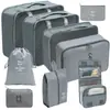 Set organizador de viaje premium, incluye 11 piezas: bolsas para guardar ropa, bolsas con cordón, bolsas para cosméticos y artículos de tocador, y bolsas de malla plegables para almacenamiento