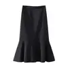 Falda de línea A para mujer de talla grande, falda de sirena para primavera-verano, para mujeres de talla grande, oculta el vientre, adelgazante, falda larga para mujeres petites, falda negra de cintura alta