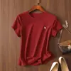 Vibe de Vitalidade Primavera e Verão, Relaxado e Simples, Bordado de Cavalinho, Cintura Levemente Marcada, Algodão, Levemente Elástico, Gola Redonda, Blusa Camiseta de Manga Curta para Mulheres