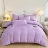 Novo bordado high-end quatro peças de cor sólida elegante algodão pele amigável escovado roupa de cama quatro peças de cama colcha de cama conjunto de capa