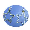 Pendientes de Estrella Hueca de Moda, Pendientes de Estrella Grande de Cinco Puntas, Pendientes con Colgante Hueco de Temperamento de Moda, Clip Invisible para Oreja de Resina