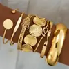 Accesorio transfronterizo de gran venta, producto nuevo: brazalete abierto de forma de ola irregular para mujer, conjunto de tres piezas personalizado y de moda de joyería para mujer