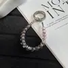 Anillo para dedo con incrustaciones de diamantes de cristal estilo Ins, cordón para teléfono, llavero corto creativo, colgante para bolso