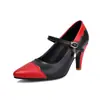 2025 Novos Sapatos Femininos de Combinação de Cores Britânicas Bico Fino Fivela Boca Rasa Rasteirinhas Salto Alto 40-46 Tamanho Grande Sapatos de Exportação