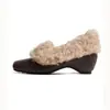 Nuevos Zapatos Retro Cuadrados sin Cordones Peludos para Otoño e Invierno 2025 con Plataforma Interna para Mujer Zapatos Planos con Tacón Grueso Tacón Medio Mocasines