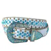 Cinto Feminino Personalizado com Decoração de Strass Embutido Versátil Personalidade Jeans Moderno Cinto BbSimon