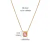 Collar de Acero Inoxidable Europeo y Americano para Mujer Oro 18K Geométrico Simple Sentido de Alta Calidad Cuadrado Color Azúcar Colgante de Zircón No Se Desvanecerá Cadena de Clavícula