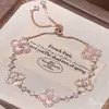 Pulsera de Trébol de Cuatro Hojas de la Suerte a la Moda con Madreperla Natural Deslizante para Mujer, Accesorio de Joyería de Mano Floral de Lujo Ligero de Gama Alta
