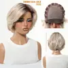 Peluca Completa de Seda Importada Mono Se Puede Peinar Libremente, Peluca Bob Gris Natural Realista en Degradado para Mujeres Cobertura Completa de Cabeza