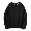 Suéter Waffley para Hombre Primavera y Otoño Camiseta de Manga Larga Diseño de Peso Pesado Sentido del Diseño Camiseta Falsa de Dos Piezas Marca de Moda Camisa Básica Holgada