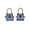 Pendientes de Bolso Coreanos Nuevos de Diamante Completo para Mujer, Modernos, Sencillos, Súper Brillantes, Pendientes Geométricos Compactos, Pendientes Exquisitos de Nicho