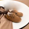 Sapatos Birkenstock Infantis de Couro Genuíno 2026 Outono e Inverno Novo Estilo Sapatos Pequenos de Couro Duplo Forrados com Lã para Meninas Mocassins para Bebês Meninos