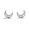 Pendientes Mini Huecos de Luna Lindos Japoneses Pendientes de Oro de 18K con Temperamento para Mujer Moda Dormir Sin Pendientes