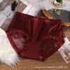Ropa interior de encaje para damas de talla grande viento puro sexy hueco satén satén 200 kg algodón 7A calzoncillos antibacterianos