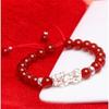 Pulsera de Cuerda Roja Año del Zodíaco 2026 Ágata Roja Natural Plata Pura Pulsera Pixiu para Hombres y Mujeres Venta al por Mayor