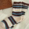 Calcetines de Corea del Sur para mujer, calcetines de caña media, nuevos de invierno, engrosados, cálidos, de terciopelo de visón, calcetines para mujer, calcetines de rayas con combinación de colores, calcetines apilables