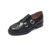 Sapatos Femininos Pequenos de Couro Estilo Britânico Vintage Sapatos de Salto Único Femininos Outono 2026 Couro Genuíno de Ovelha Fivela Salto Grosso Mocassins Sapatos de Salto Único com Corte Profundo