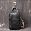Bolsa Masculina Personalizada Novo Vintage Europeu e Americano Mochila Pequena de Ombro Único Couro Genuíno Bolsa Transversal de Couro de Vaca Grande Capacidade Bolsa para iPad