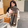 Bufanda retro de estilo coreano para mujer, otoño e invierno, con contraste de colores, cálida y gruesa, ideal para combinar con cualquier estilo.