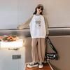 Suéter de Conejo para Niñas 2023 Primavera y Otoño Nuevo Popular Cibernético Niños Medianos y Grandes Estilo Occidental Moda Coreana Cuello Redondo Suéter
