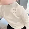 Camiseta de Invierno y Otoño para Niños con Cuello Alto y Medio de Terciopelo Alemán, Manga Larga, Estampado de Dibujos Animados para Bebé, Ropa Interior Cálida para Niños