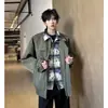 Cuello de cuadros, diseño de dos piezas simulado, nueva colección de otoño 2026, chaqueta para hombre, patchwork, estilo retro, estilo americano moderno