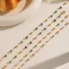 Novo estilo chinês nova esmeralda pedra natural jóias alto sentido turmalina clavícula corrente colar de aço inoxidável jóias atacado