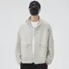 Chaqueta de Trabajo con Cuello Mao 2026 para Hombre, Abrigo Casual de Primavera y Otoño, Top Corto Versátil, Estilo Retro Americano, Talla Grande 2XL