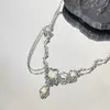 Colar Original Design Pedra da Lua Gota d'Água para Mulheres, Estilo Nicho Corrente de Clavícula Doce e Cool, Corrente de Pescoço Estilo Ins Tendência para Garotas Populares