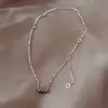Tabuleiro de xadrez titânio aço cintura pequena colar feminino coreano moda temperamento outono e inverno camisola cadeia design sentimento cintura pequena colar